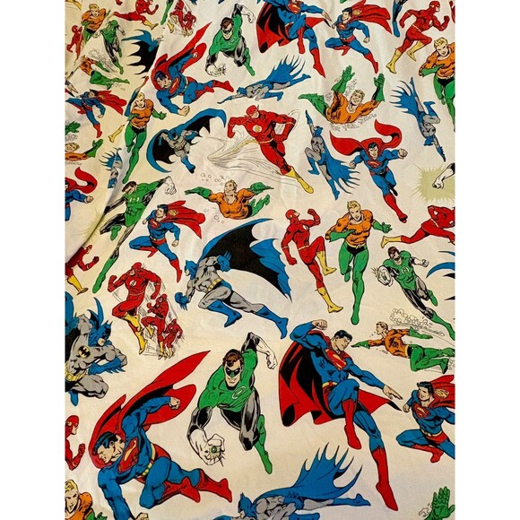 Pottery Barn TWIN FLAT DC Comics Superman Batman Green Lantern Aquaman Flash - Picture 1 of 4